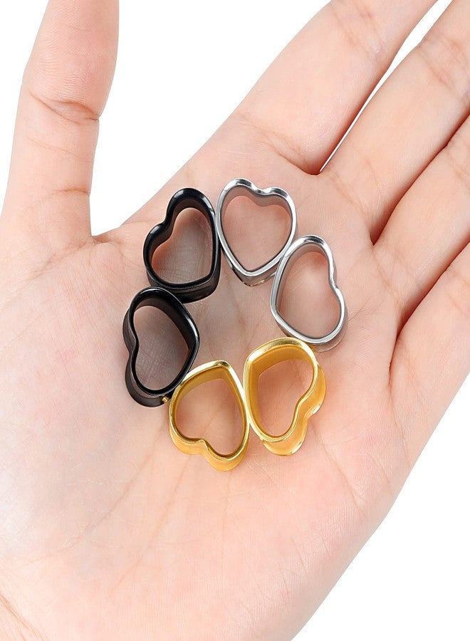 Qmcandy 6pcs Heart Shape Ear Tunnels Stainless Steel Gauges For Ears Piercing Earrings for Stretched Earlobe 12mm - Image 4